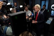 Geert Wilders talks to the media