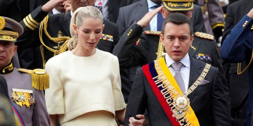 Ecuadorian President Daniel Noboa and first lady Lavinia Valbonesi.