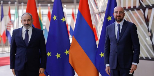 European Council President Charles Michel and Armenian Prime Minister Nikol Pashinyan.