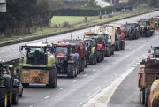 French farmers block the A64 motorway.