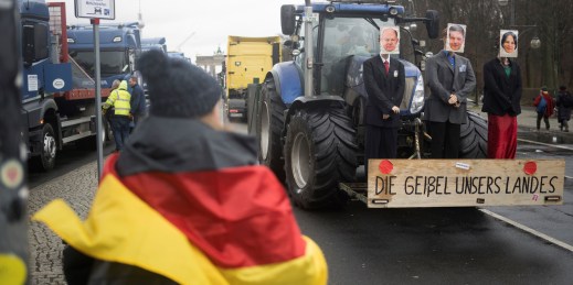 Farmers protest against Germany's ruling coalition.
