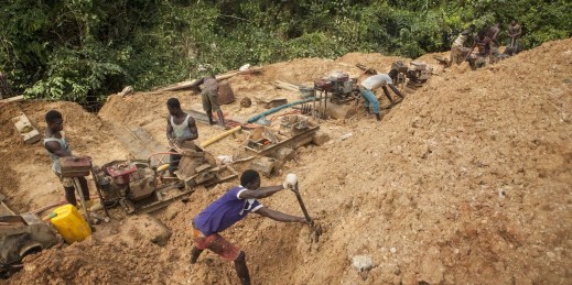 Artisanal miners prospect for gold in Ghana.