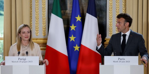 Italian Prime Minister Giorgia Meloni and French President Emmanuel Macron.