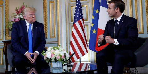 Then-U.S. President Donald Trump and French President Emmanuel Macron.