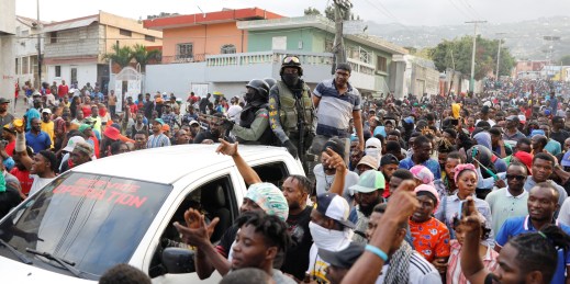 Protesters in Haiti.