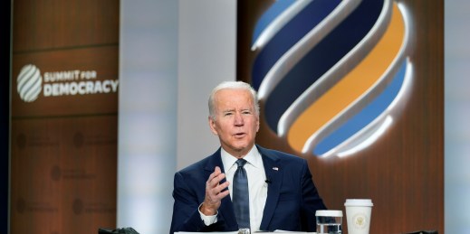 U.S. President Joe Biden speaks at the Democracy Summit.