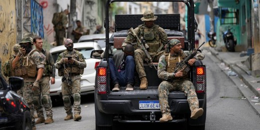 Special forces military police during a police operation in Rio de Janeiro, Brazil.