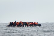 A group of people thought to be migrants crossing the English Channel.