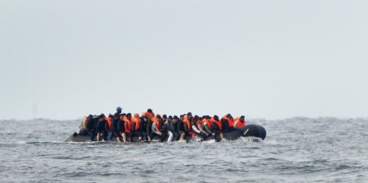A group of people thought to be migrants crossing the English Channel.