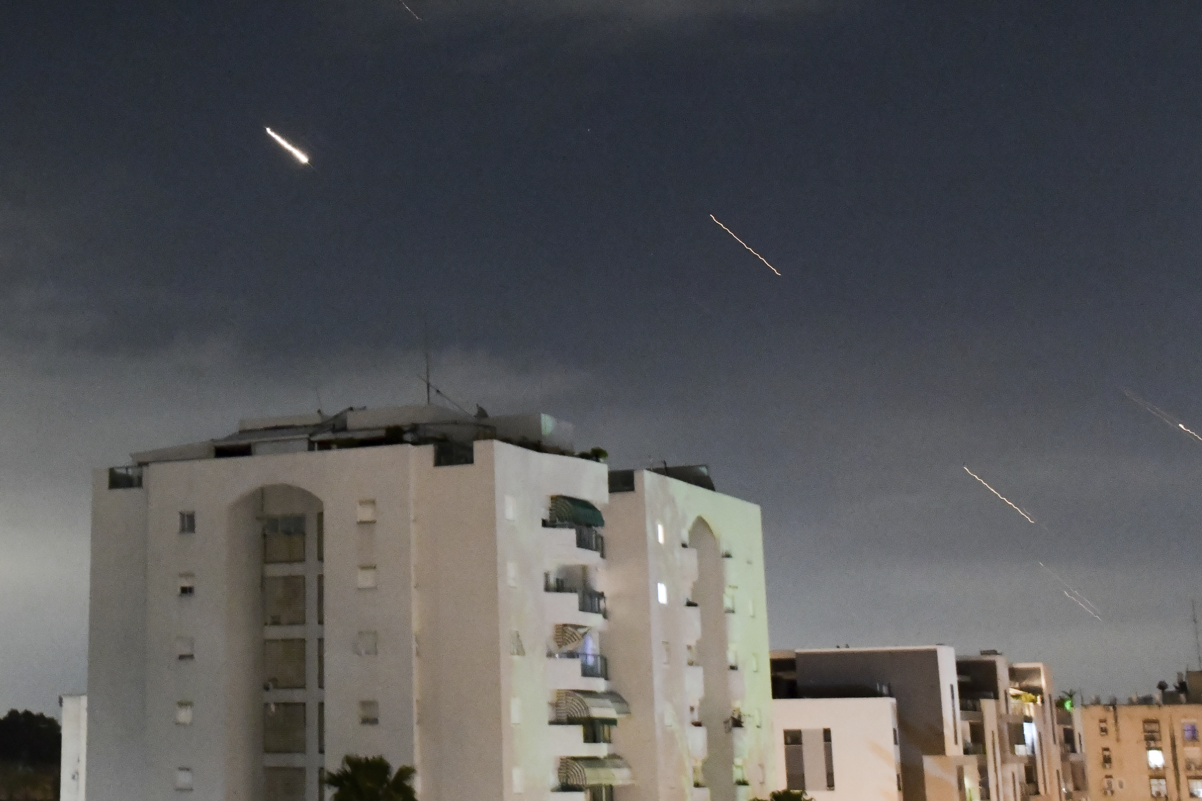 Israel’s Iron Dome air defense system launches.