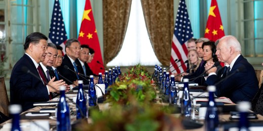 U.S. President Joe Biden meets with Chinese President Xi Jinping.