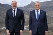 Azerbaijan President Ilham Aliyev and Kazakhstan President Kassym-Jomart Tokayev.
