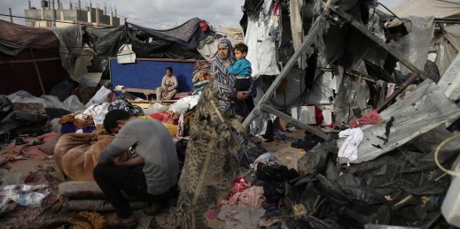Displaced Palestinians in Rafah.