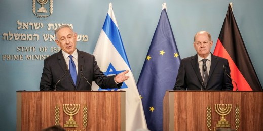 German Chancellor Olaf Scholz and Israeli Prime Minister Benjamin Netanyahu.