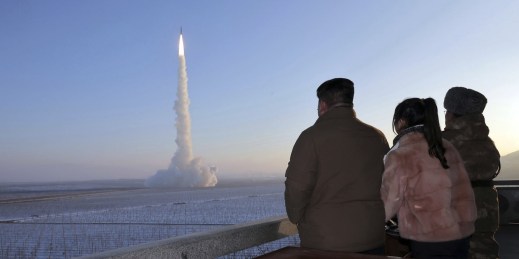 North Korean leader Kim Jong Un watches what Pyongyang says is a test launch of an intercontinental ballistic missile.