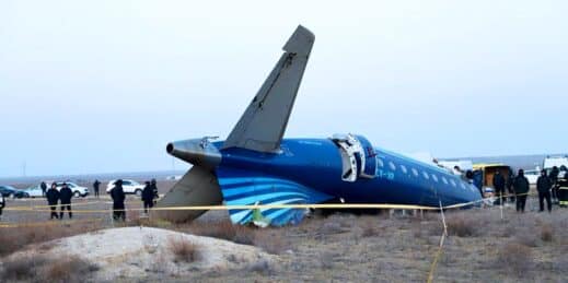 A part of the fuselage of Azerbaijan Airlines Flight 8243.