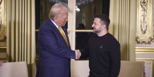 Then-U.S. President-elect Donald Trump and Ukrainian President Volodymyr Zelenskyy.