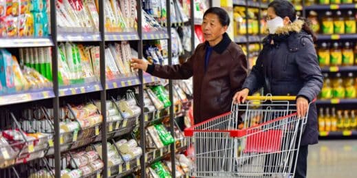Customers shop at a supermarket in Qingzhou, China.