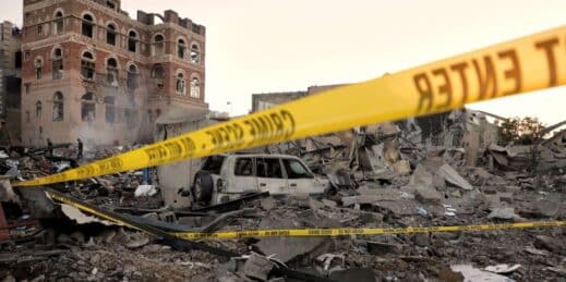 A site reportedly struck by U.S. airstrikes, in Sanaa, Yemen.
