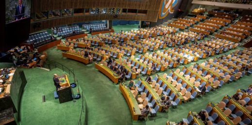 Then-German Chancellor Olaf Scholz at the U.N.