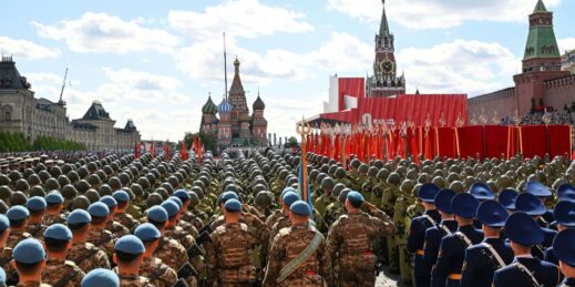 Russian servicemen attend the Victory Day military parade.