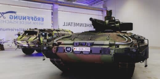 German military vehicles on display.