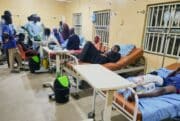 Patients receive treatment for injuries.
