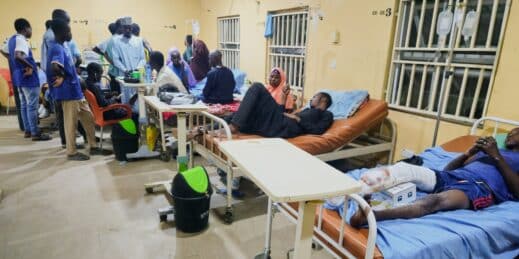 Patients receive treatment for injuries.