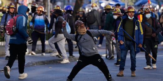 Artisanal miners clash with police.